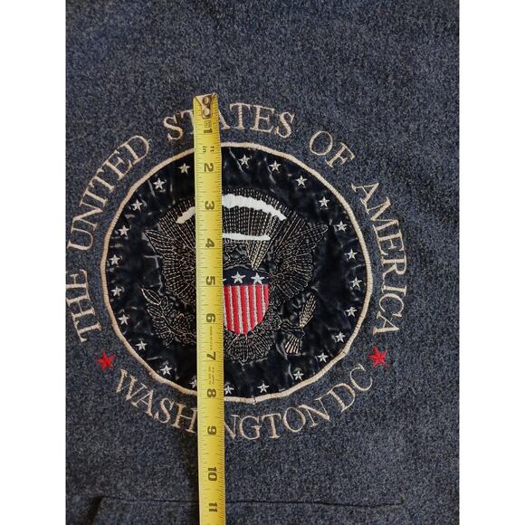 Washington DC Pullover Hoodie USA Sz M Blue Crushed Velvet Embroidery Kangaroo - Picture 15 of 16